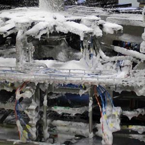 Acid Foam Cleaner sprayed over food processing machinery.