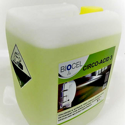 Large container of CIRCO ACID 3 for Descaling Milking Plants and bulk tanks.